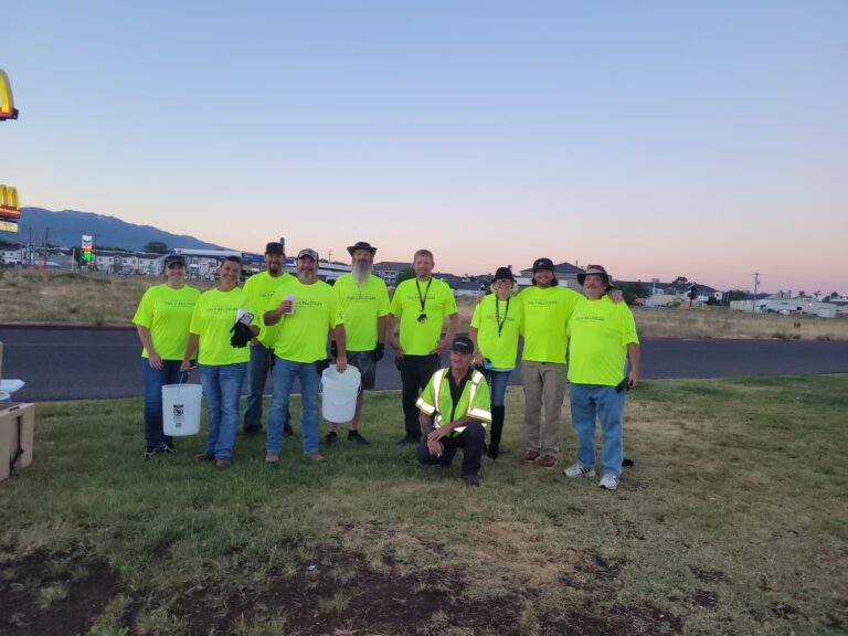 Members participating in a community clean-up event.
