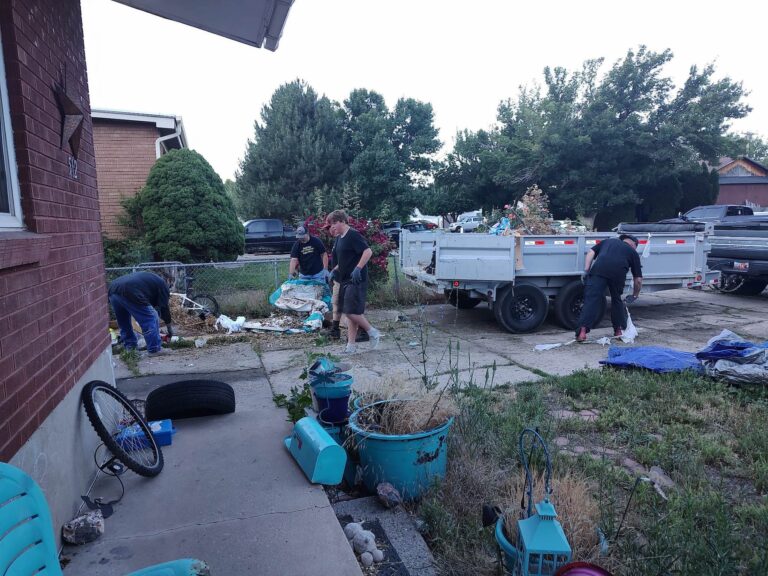 Members participating in a community clean-up event.